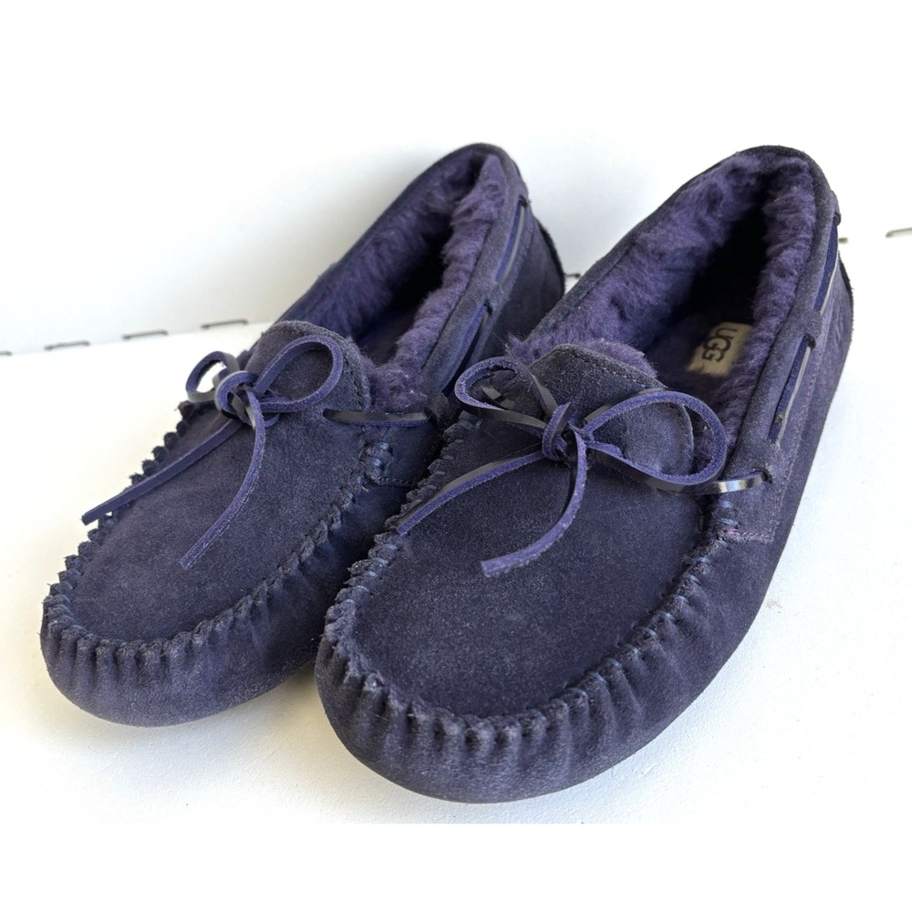 UGG Womens Dakota Slipper Moccasins Suede Leather Wool Shearling - Size 8 Purple